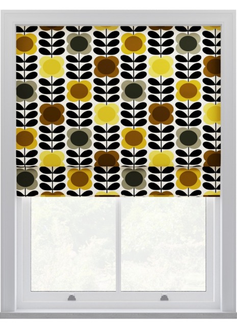 Orla Kiely Spot Flower Stem Yellow & Grey Roman Blinds Roman Blind - image 1