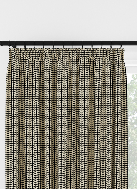 Orla Kiely Tiny Stem Black Pencil Pleat Curtain Pencil Pleat Curtain - image 1