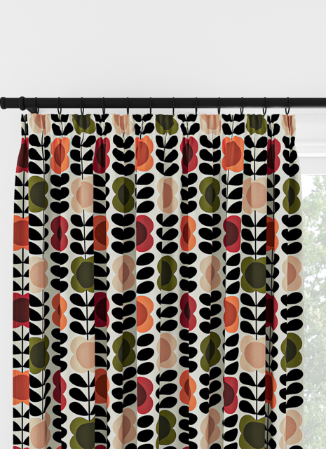 Orla Kiely Spot Flower Stem Tomato & Pink Pencil Pleat Curtain Pencil Pleat Curtain - image 1