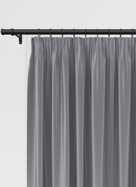 Koi Faux Silk Grey Pencil Pleat Curtain - image 1