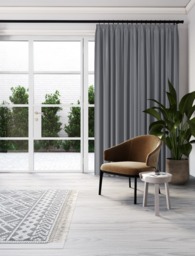 Koi Faux Silk Grey Pencil Pleat Curtain - thumbnail 2