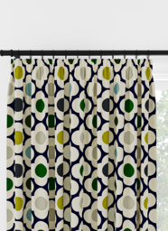 Orla Kiely Spot Flower Blue Multi Pencil Pleat Curtain Pencil Pleat Curtain