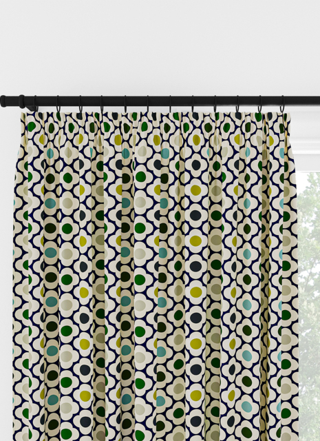 Orla Kiely Spot Flower Ditsy Blue Multi Pencil Pleat Curtain Pencil Pleat Curtain - image 1