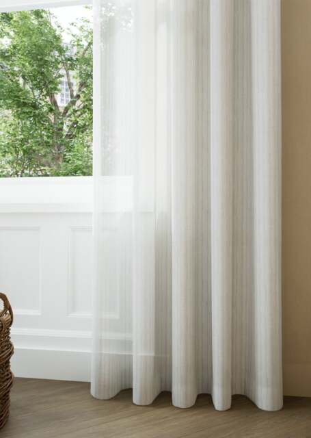 Light Pebble Woven Stripe Sheer Cutain - image 1