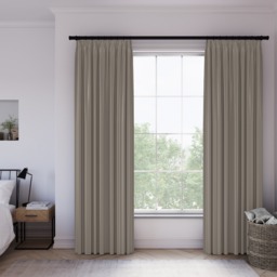 Koi Faux Silk Beige Pencil Pleat Curtain - thumbnail 2