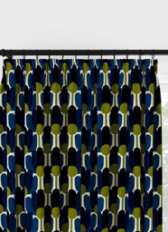 Orla Kiely Florida Navy Whale Pencil Pleat Curtain Pencil Pleat Curtain