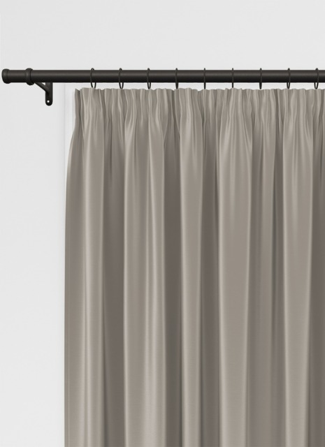 Koi Faux Silk Brown Pencil Pleat Curtain - image 1