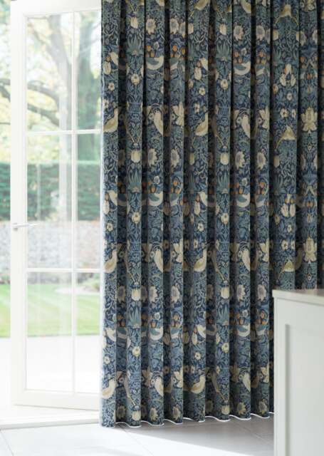 William Morris At Home Strawberry Thief Woad Curtain - image 1
