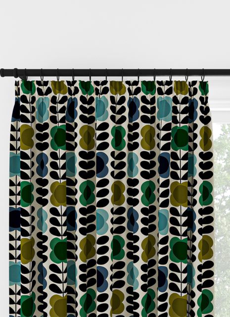 Orla Kiely Spot Flower Stem Blue & Green Pencil Pleat Curtain Pencil Pleat Curtain - image 1