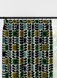 Orla Kiely Spot Flower Stem Blue & Green Pencil Pleat Curtain Pencil Pleat Curtain - thumbnail 1