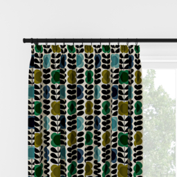 Orla Kiely Spot Flower Stem Blue & Green Pencil Pleat Curtain Pencil Pleat Curtain - thumbnail 2
