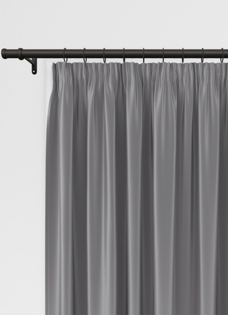 Koi Faux Silk Charcoal Pencil Pleat Curtain - image 1