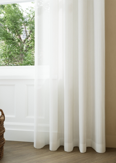 Chalk White Woven Stripe Sheer Curtain - image 1