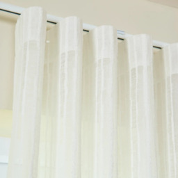 Chalk White Woven Stripe Sheer Curtain - thumbnail 2