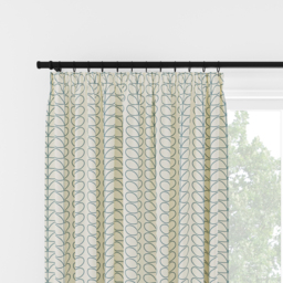 Orla Kiely Linear Stem Dark Powder Blue Pencil Pleat Curtain Pencil Pleat Curtain - thumbnail 2