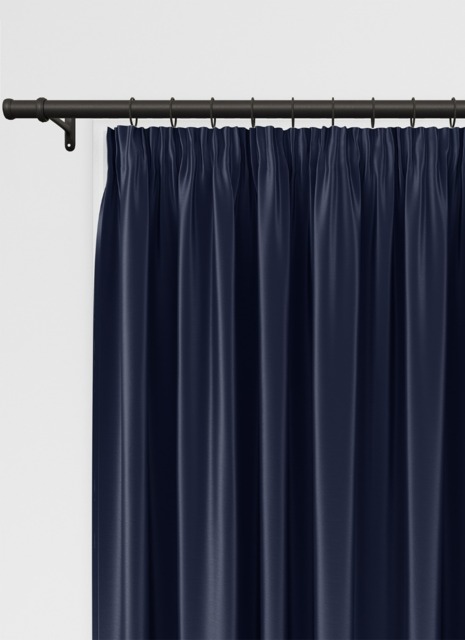 Koi Faux Silk Blue Pencil Pleat Curtain - image 1