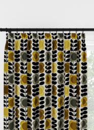 Orla Kiely Spot Flower Stem Yellow & Grey Pencil Pleat Curtain Pencil Pleat Curtain