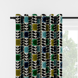 Orla Kiely Spot Flower Stem Blue & Green Eyelet Curtain Eyelet Curtain - thumbnail 2