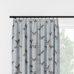 Laura Ashley Animalia Embroidered Silver Pencil Pleat Curtain Pencil Pleat Curtain - thumbnail 2
