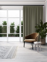 Orka Dark Green Blackout Pencil Pleat Curtain - thumbnail 1