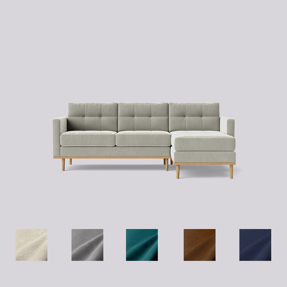 Swoon - Berlin - Right-Hand Corner Sofa - Light Grey - Easy Velvet