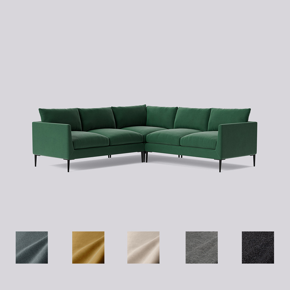 Swoon - Catalan - Five-Seater Corner Sofa - Green - Easy Velvet