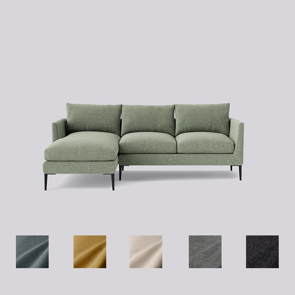 Swoon - Catalan - Left-Hand Corner Sofa - Green - House Weave