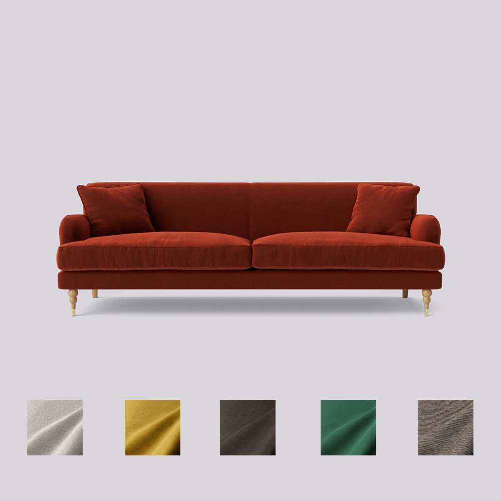 Swoon - Chorley - Three-Seater Sofa - Red - Crushed Velvet