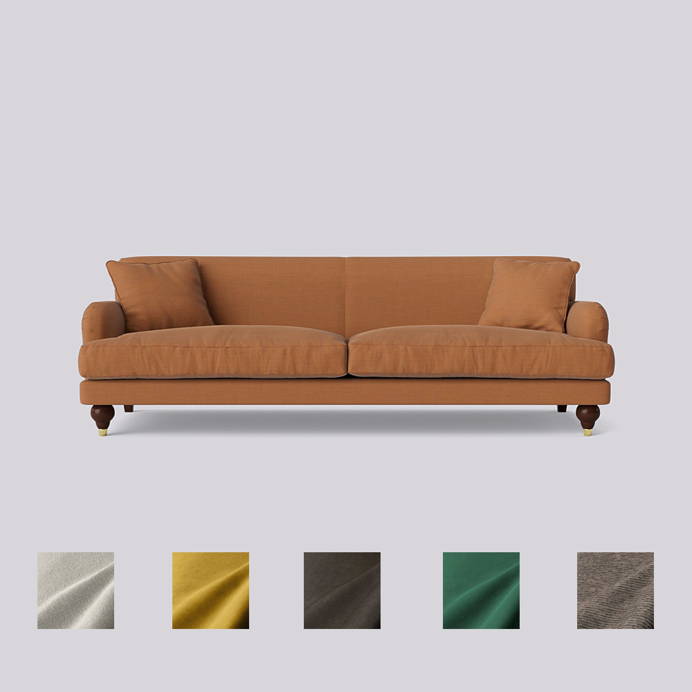 Swoon - Chorley - Three-Seater Sofa - Orange - Brass