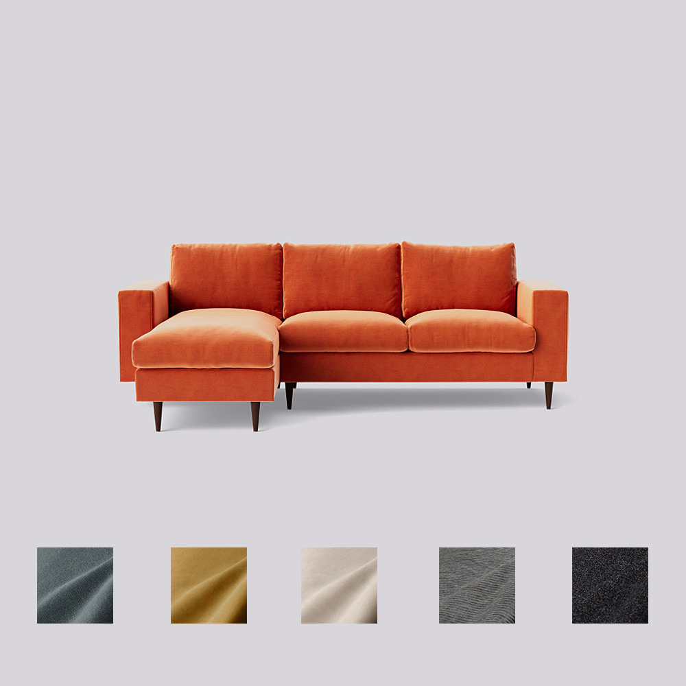 Swoon - Evesham - Left-Hand Corner Sofa - Orange - Easy Velvet