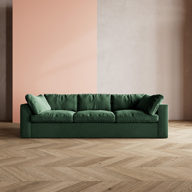 Swoon, Seattle, Three-Seater Sofa, Green, Smart Wool, W: 251cm x D: 105cm x H: 80 cm