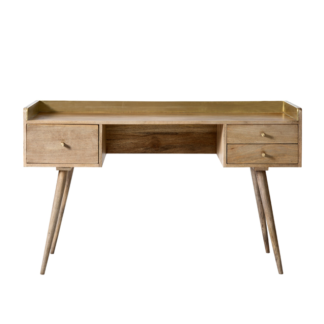 Swoon, Fresco, Mid-Century Modern Desk, Brown, Mango Wood, W: 135cm x H: 81 cm