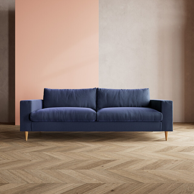 Swoon, Evesham, Three-Seater Sofa, Blue Denim, W:234cm x D:94cm x H:87cm