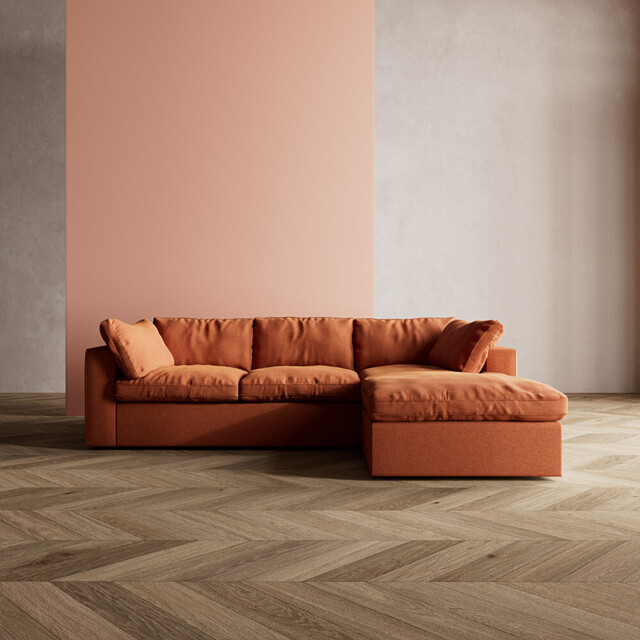 Swoon, Seattle, Right-Hand Corner Sofa, Orange Tangerine, Wool, W: 251cm x D: 168cm x H: 80 cm