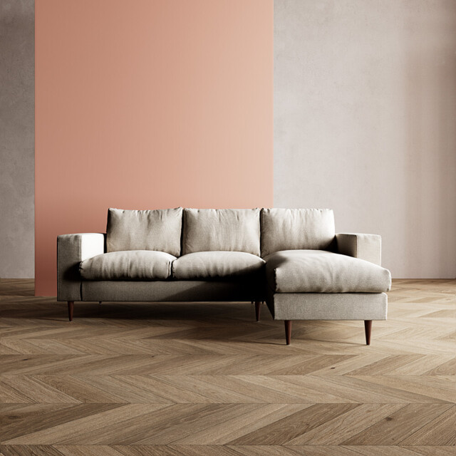 Swoon, Evesham, Right-Hand Corner Sofa, White, House Weave, W: 234cm x D: 164cm x H: 87 cm