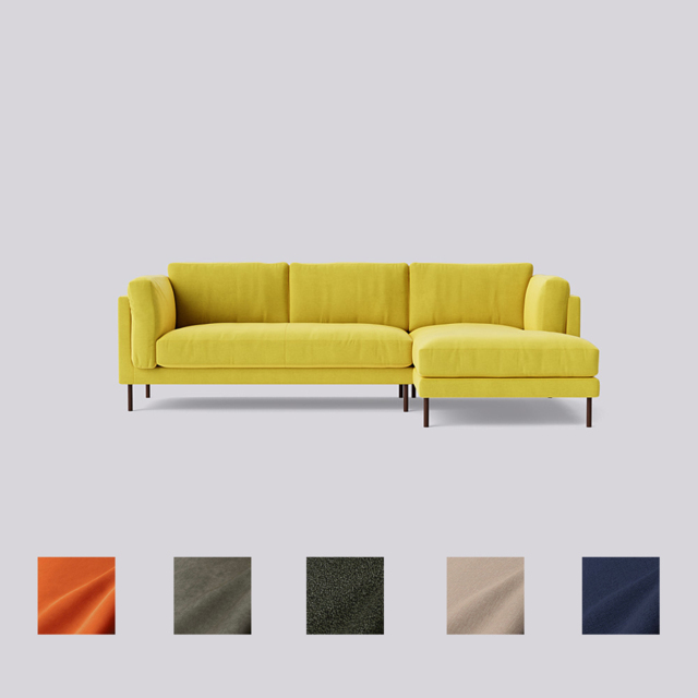Swoon, Munich, Right-Hand Corner Sofa, Yellow Zest, Easy Velvet, W:250cm x D:155cm x H:81cm