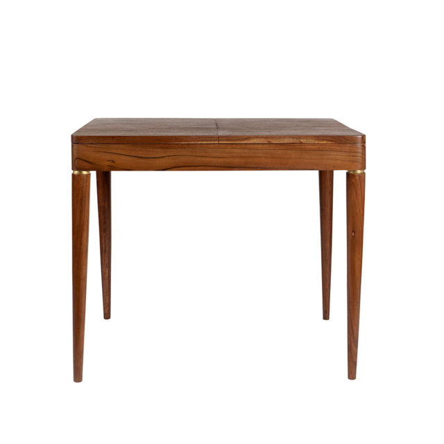 Swoon, Dark Brown/gold Acacia Wood/brass Plain Bjorn 4-6 Seat Extendable Dining Table, Mid-century Modern Style, Brown & Brass, Almost Perfect Size: 130x80x75cm