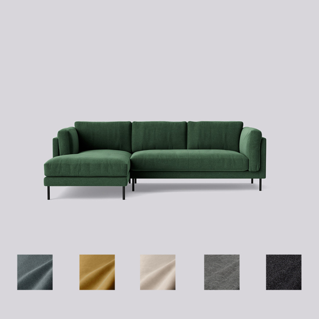 Swoon, Munich, Left-Hand Corner Sofa, Green, Smart Wool, W:250cm x D:155cm x H:81cm