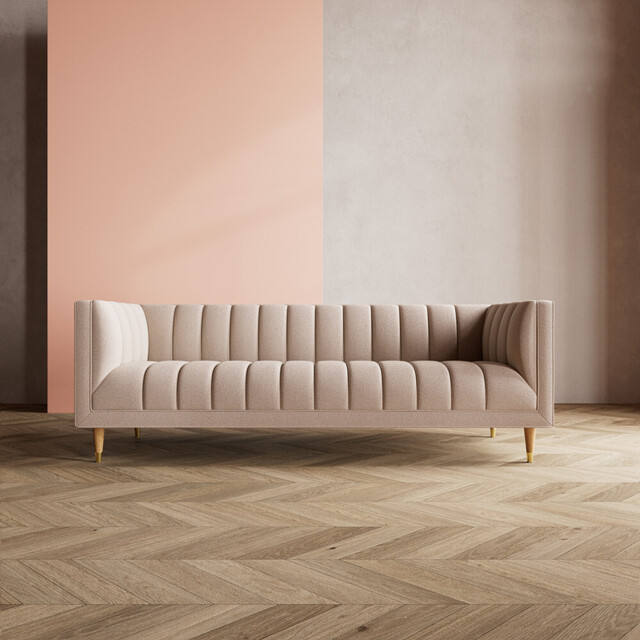 Swoon, Fabric Natural, Boucle, Willem, Three-seater Sofa, Light Feet, 224cmx77cm