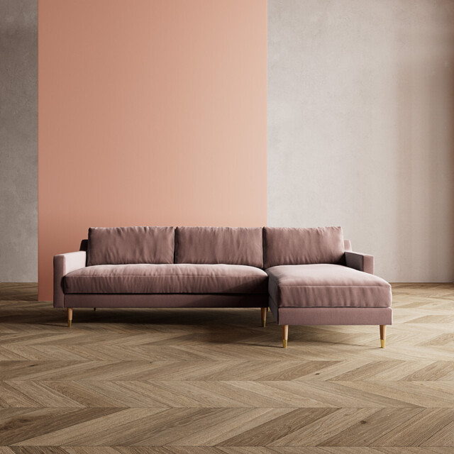 Swoon, Fabric, Rieti, Right-hand Corner Sofa, Dusk, Crushed Velvet, Light Feet, 260cmx81cm