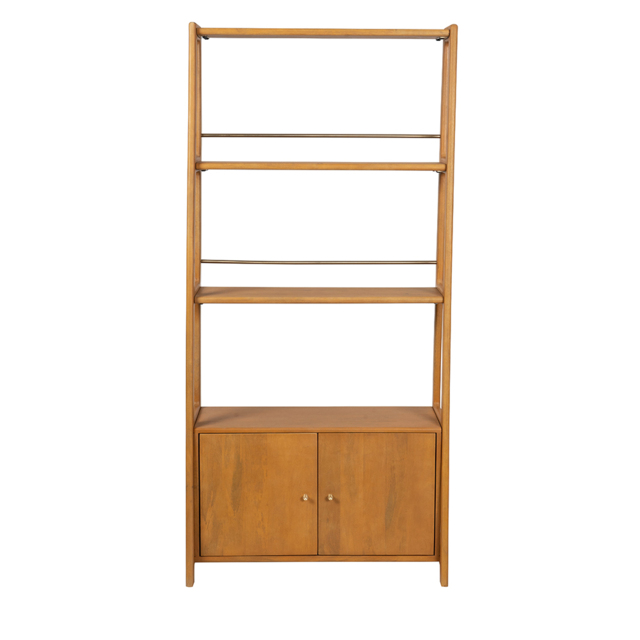 Swoon, Brown, Wood, Noah Mid Century Shelving Unit, Teak-stained Mango & Brass