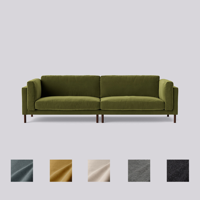 Swoon, Munich, Four-Seater Sofa, Green, Easy Velvet, W: 275cm x H: 81cm