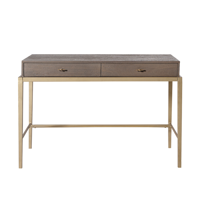 Swoon, Verne, Classic Desk, Brass, Brown Mango Wood, W: 108cm x H: 76 cm