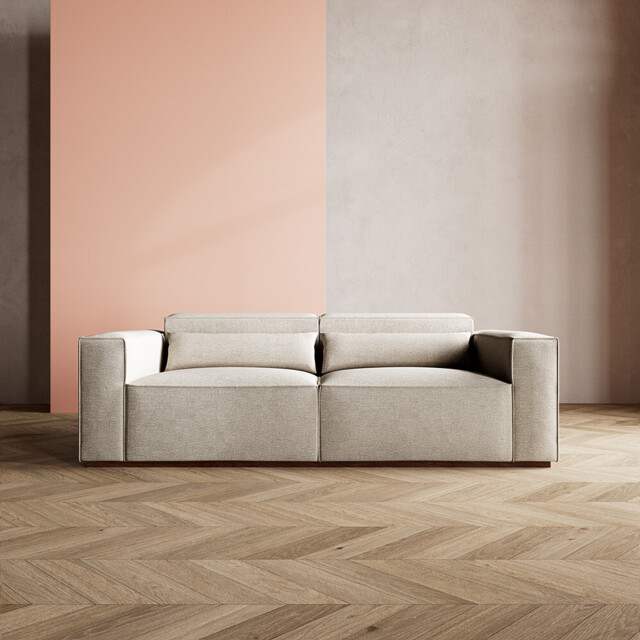 Swoon, Bergen, Three-Seater Sofa, White, House Weave, W:223cm x H:66cm