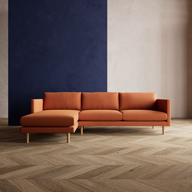 Swoon, Tivoli, Left-Hand Corner Sofa, Orange Tangerine, W:257cm x H:79cm
