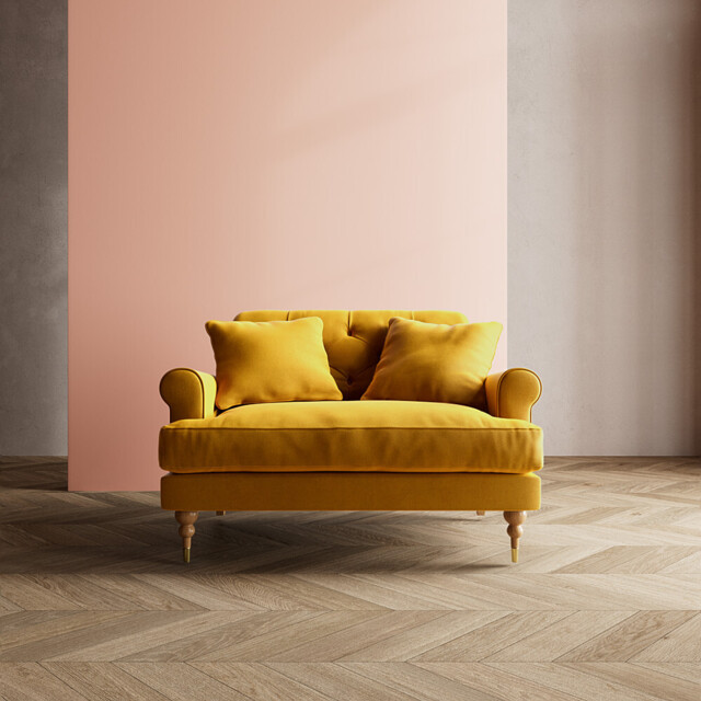 Swoon, Fabric, Sidbury, Love Seat, Turmeric, Easy Velvet, Light Feet