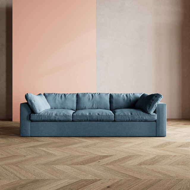 Swoon, Seattle, Three-Seater Sofa, Blue, House Weave, W: 251cm x D: 105cm x H: 80 cm