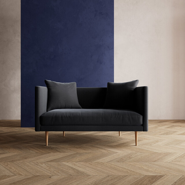 Swoon, Fabric, May, Two-seater Sofa, Ebony, Light Feet, 140cmx75cm