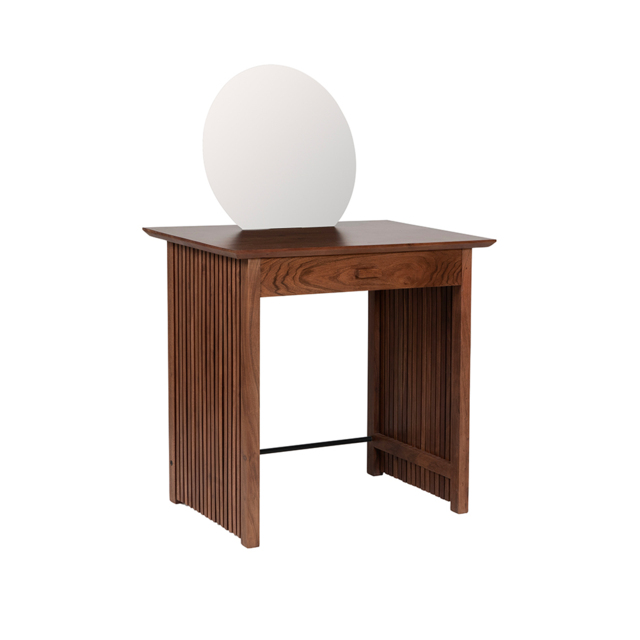 Swoon, Acacia Wood/, Steel, Dark Brown/silver Plain Emiko Scandi Dressing Table, Brown Size: 75x50cm