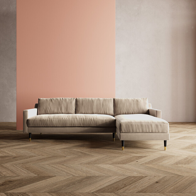 Swoon, Fabric, Rieti, Right-hand Corner Sofa, Taupe, Easy Velvet, Dark Feet
